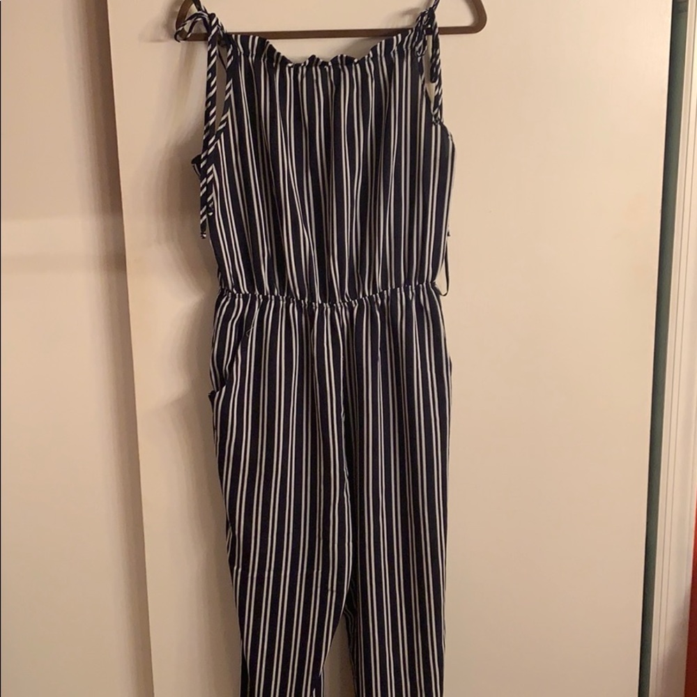 Blue and white jumpsuit